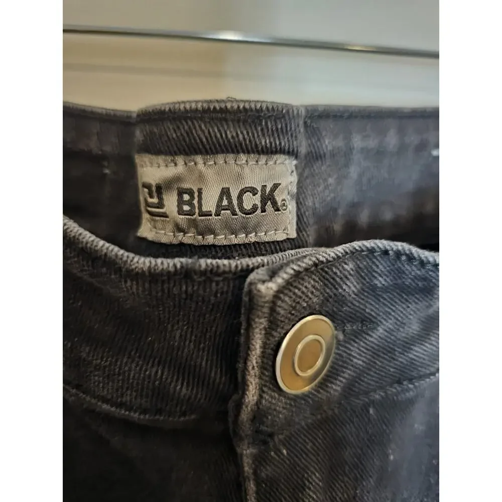 BLACK Label Jean Short Men's 30 Cotton‎ Ripped Zipper Denim Bermuda
